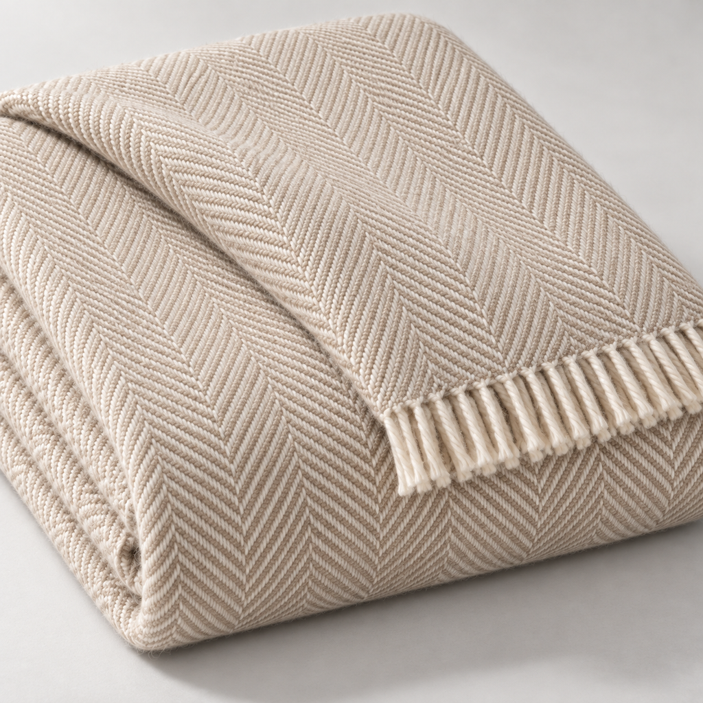 Elara Herringbone Throw — carousel texture detail