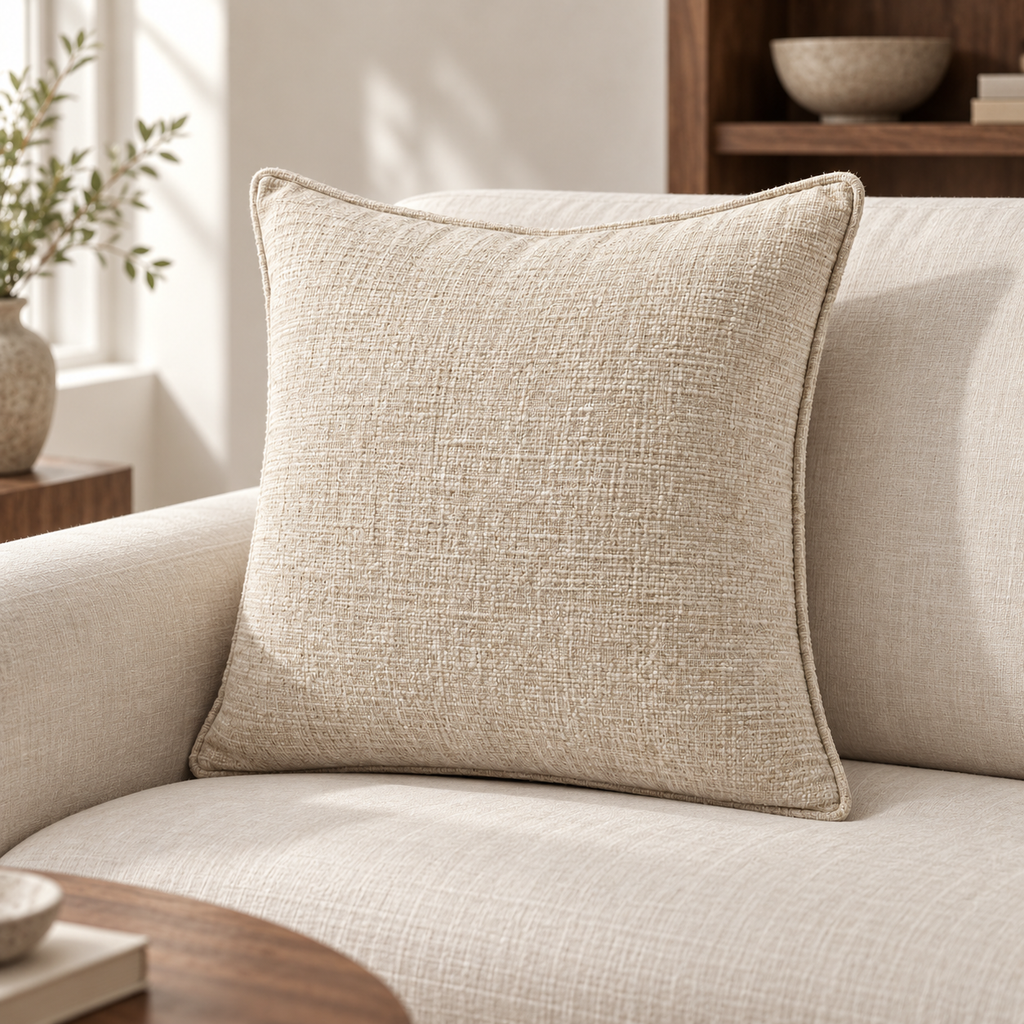 Luma Slub Cushion — carousel in-room use