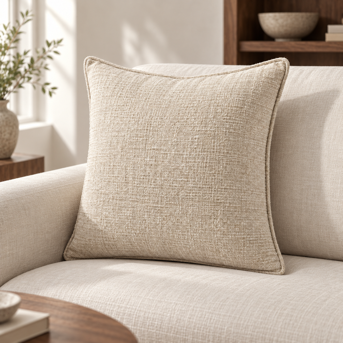 Luma Slub Cushion — carousel in-room use