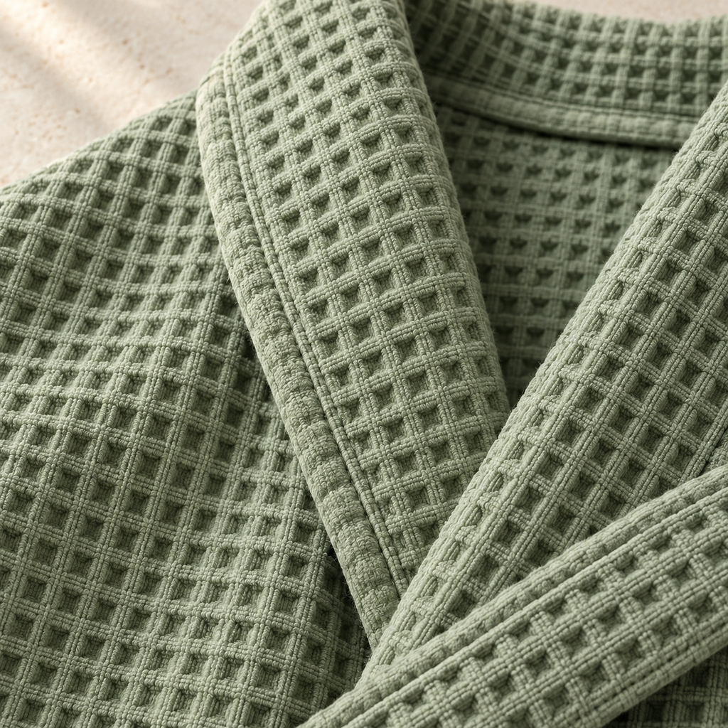 Mavi Waffle Robe — carousel texture detail