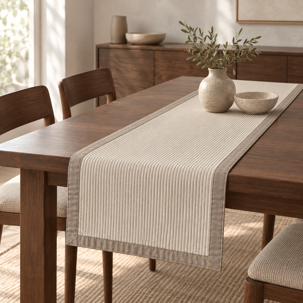 Vale Cotton Runner — carousel in-room use